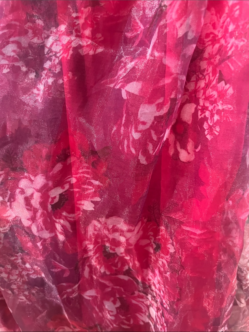 Lulus XL Romance That Wows Magenta Floral Print Organza Maxi Evening Prom Ball - Picture 12 of 17